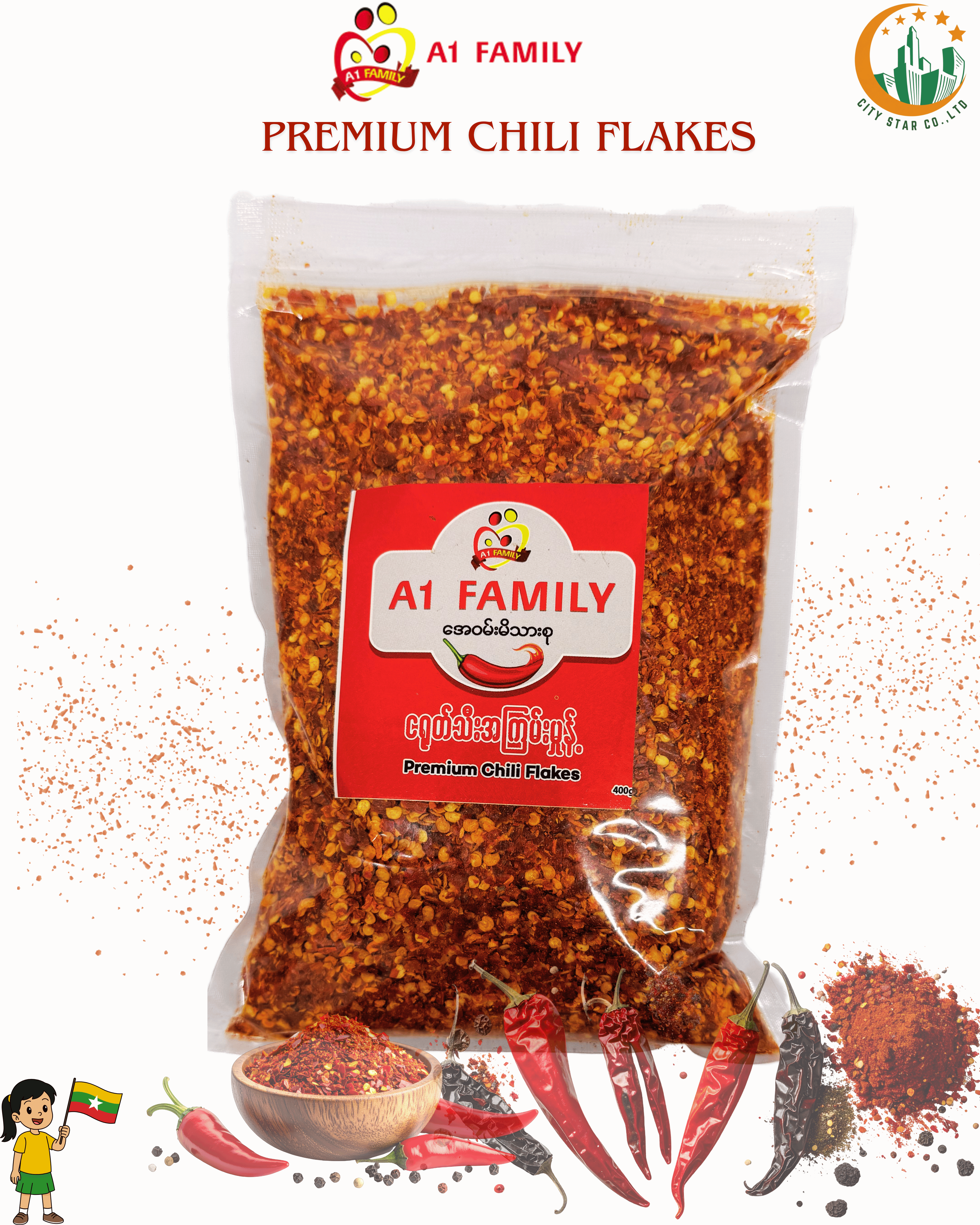 A1 FAMILY Premium Chilli Flakes 400g - Product | MM-Mart Japan