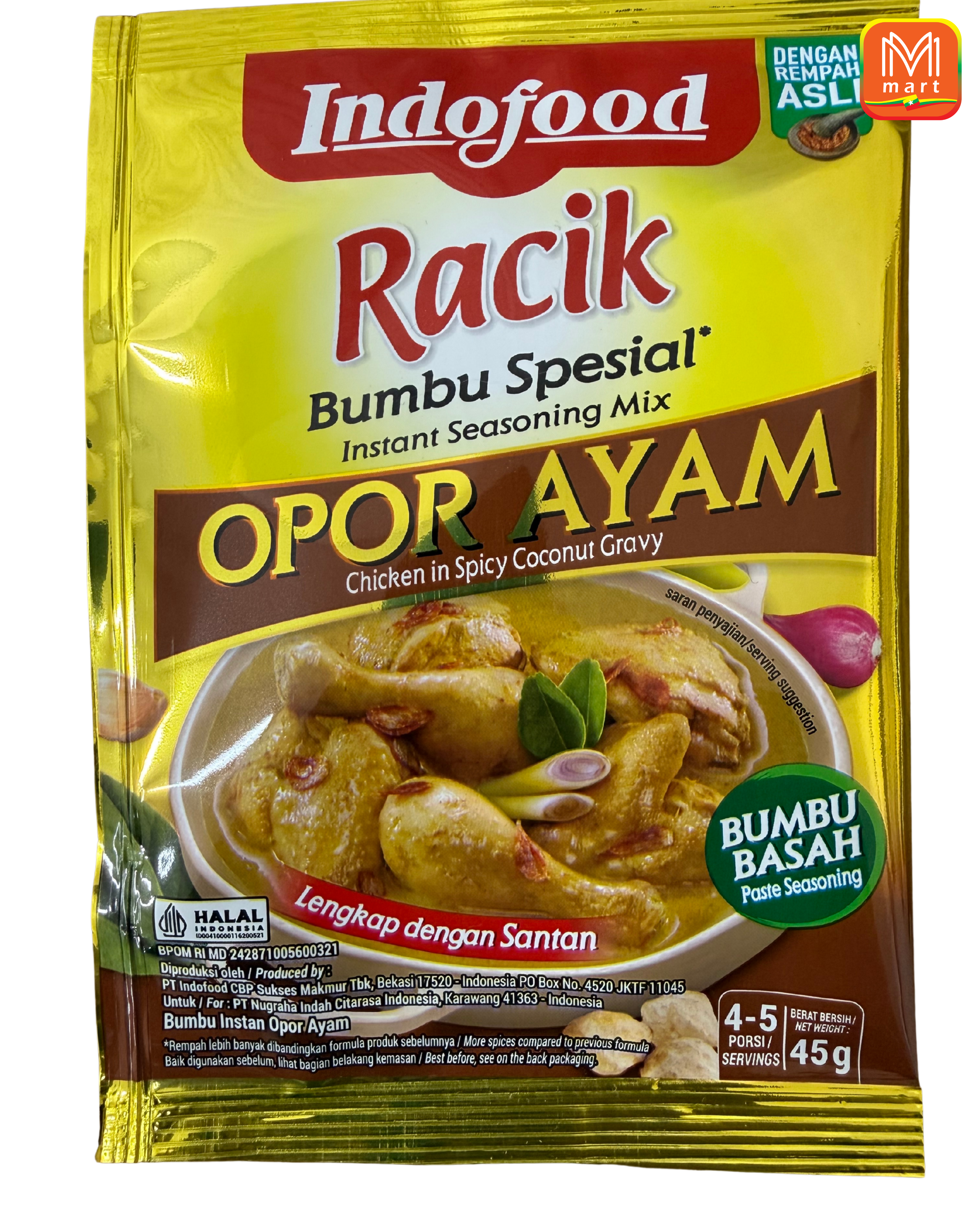 INDOFOOD RACIK OPOR AYAM CHICKEN IN SPICY COCONUT GRAVY 45g - Product | MM-Mart Japan